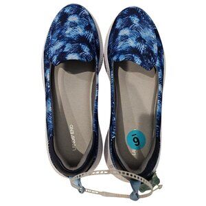 Lands End Womens Gatas Comfort Flat Shoes Blue White Slip On Light NEW Sz 6B